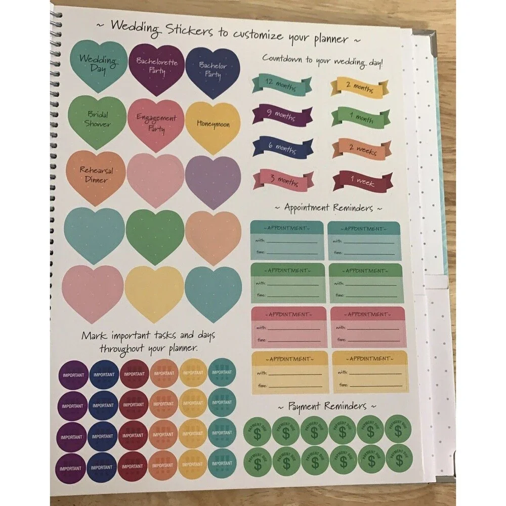 WEDDING PLANNER Hardcover Organizer Bookmark Blue 9x11 GLOBAL PRINTED PRODUCTS